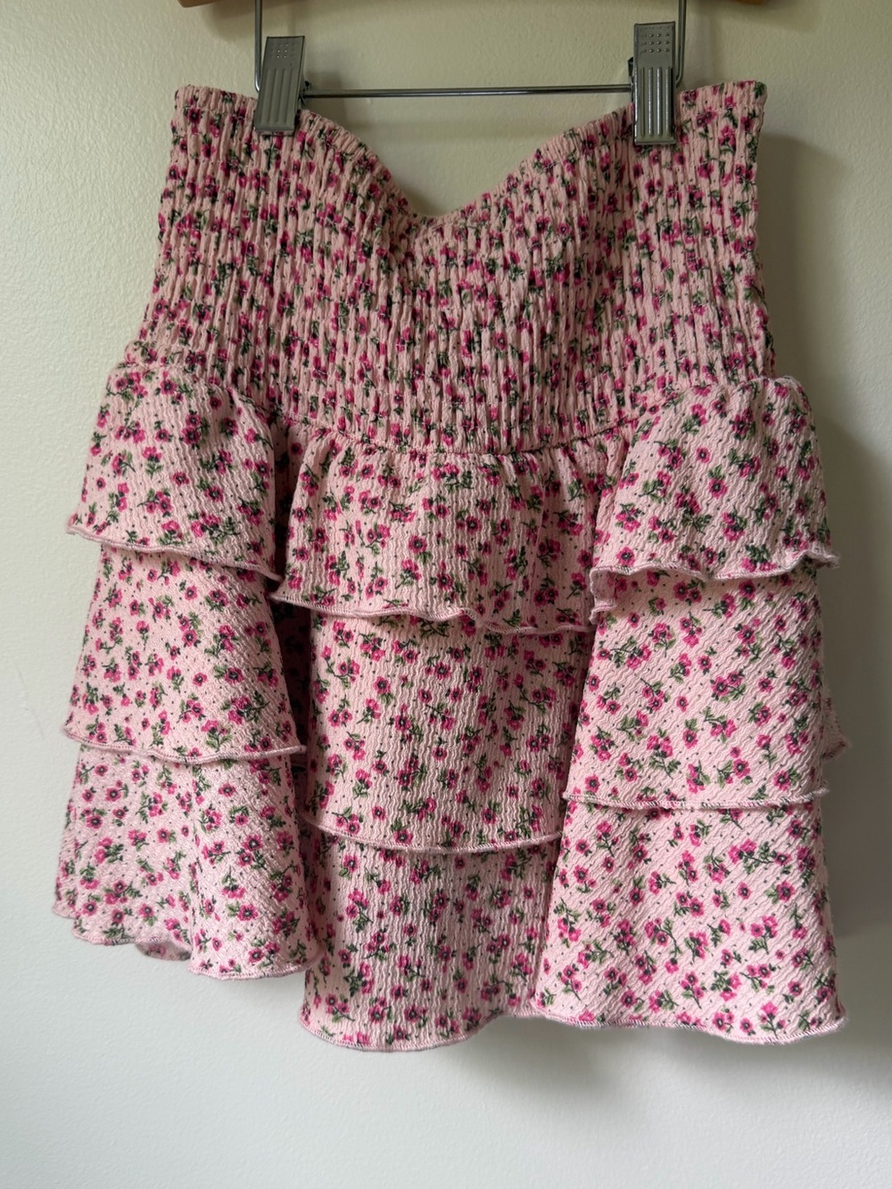 Zara Girl’s Pink Floral Tiered Ruffle Skirt